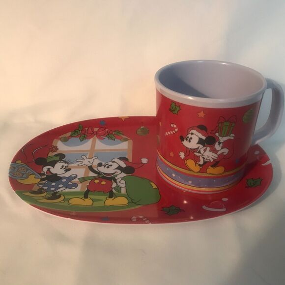 JCPENNEY/DISNEY-Mickey Mouse & Minnie Mouse Christmas Holiday Plate/Mug Set RARE - Picture 5 of 8